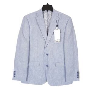 Bar III Mens Slim Fit Linen Sport Coat Blazer 36R Blue Solid NWT